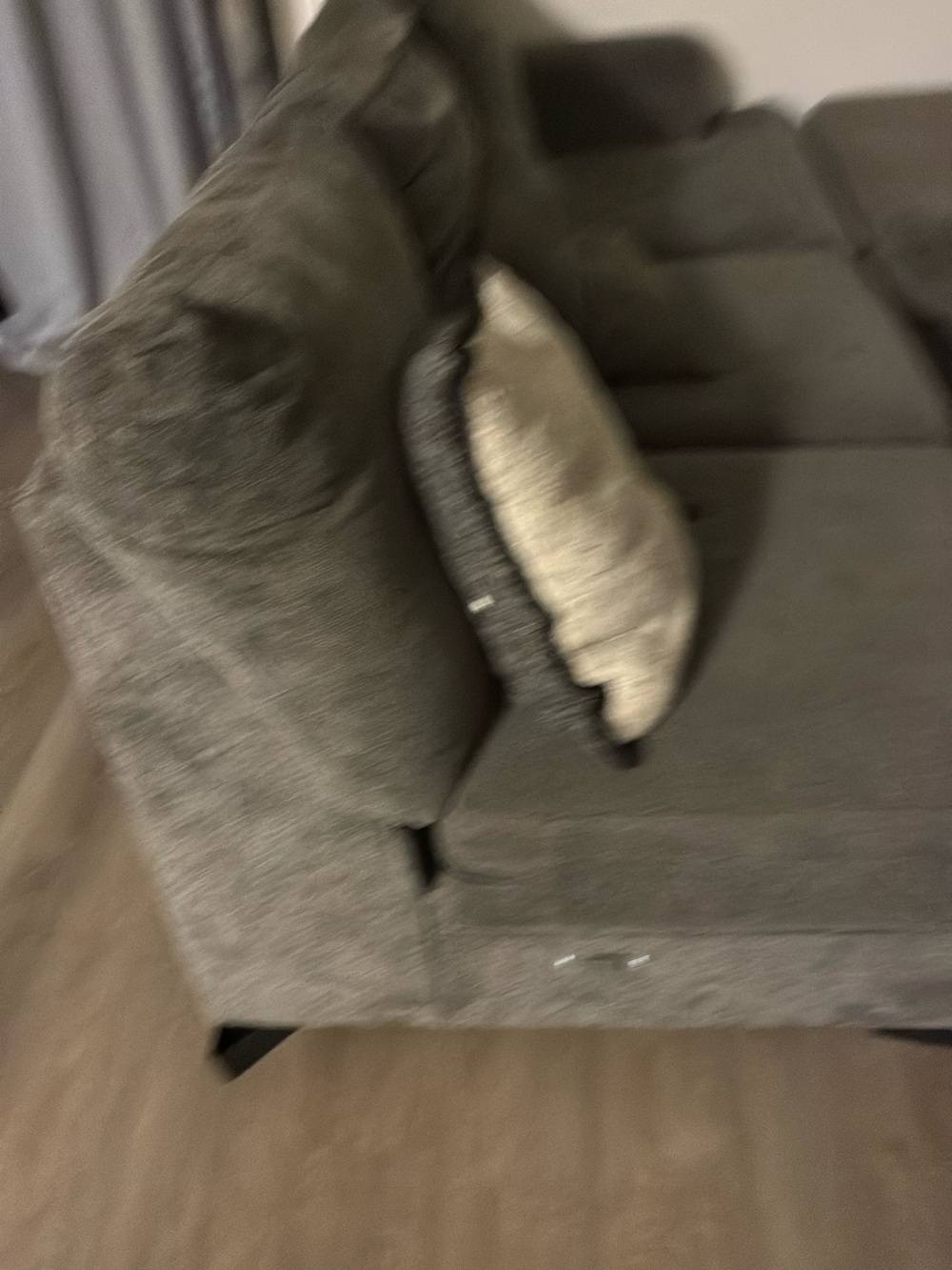 Gray Home Accent Sofa Cushion with Cream Throw Pillow